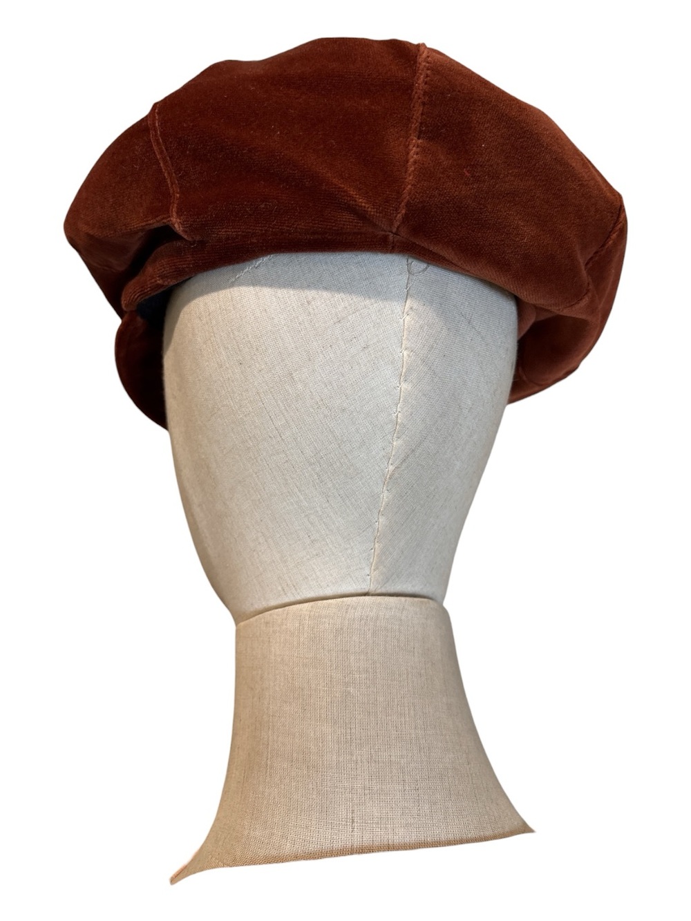 Y2K MARIVDA RUST VELVET NEWSBOY CAP RETRO MOD BOHO COTTAGECORE SZ XL 8.5" - Picture 6 of 7